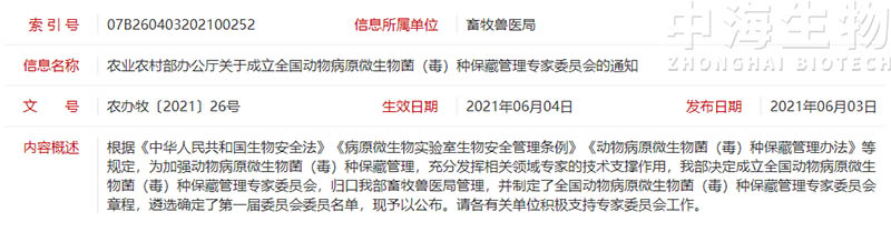 全國動(dòng)物病原微生物菌(毒)種保藏管理專家委員會章程